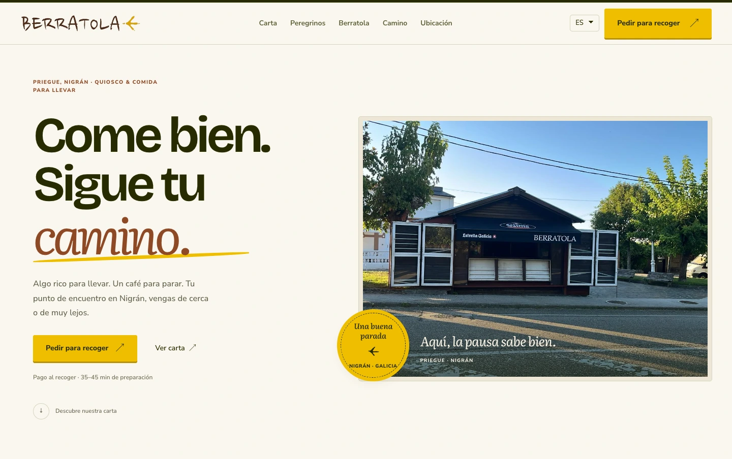 Web de Berratola · Oferta, lugar y contacto